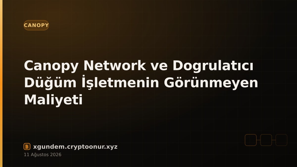 Canopy Network ve Dogrulatıcı Düğüm İşletmenin Görünmeyen Maliyeti